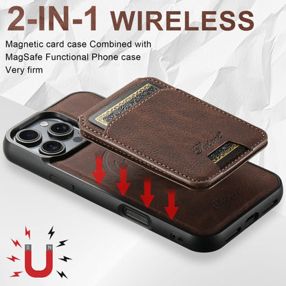 For iPhone 16 Plus Suteni H16 Litchi Texture Leather Detachable Wallet Back Phone Case(Brown) - iPhone 16 Plus Cases by Suteni | Online Shopping UK | buy2fix