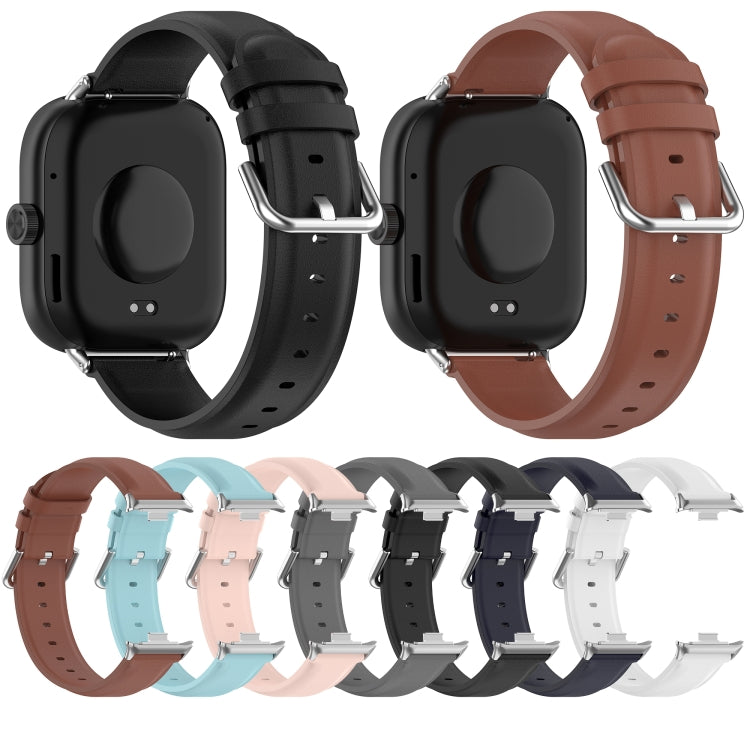 For Redmi Watch 4 Round Tail Top Layer Leather Watch Band(Dark Blue) - Watch Bands by buy2fix | Online Shopping UK | buy2fix