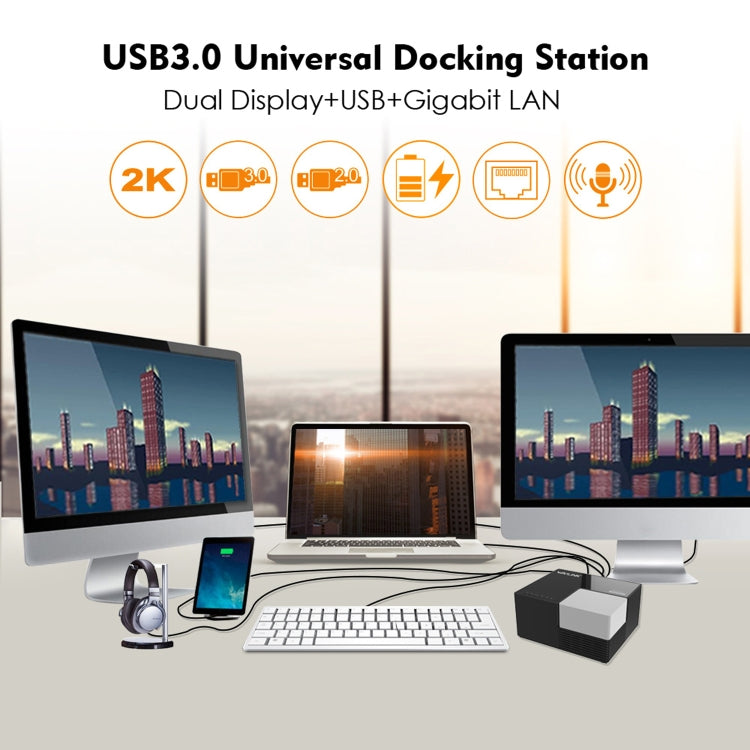 WAVLINK WL-UG39DK3 Fast Charging Gigabit Ethernet Dual Display Video Dock USB 3.0 Hub, Plug:US Plug -  by WAVLINK | Online Shopping UK | buy2fix