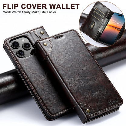 For iPhone 16 Suteni Baroque Calf Texture Buckle Wallet Leather Phone Case(Brown) - iPhone 16 Cases by Suteni | Online Shopping UK | buy2fix