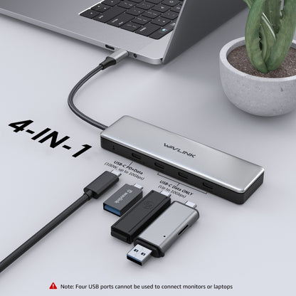 WAVLINK WL-UHP3411 10G Data Transfer Hub 4-in-1 Type-C to 4 USB-C 3.2 Gen2 Ports Adapter - USB HUB by WAVLINK | Online Shopping UK | buy2fix