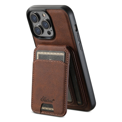 For iPhone 13 Pro Max Suteni H17 Litchi Texture Leather MagSafe Detachable Wallet Phone Case(Brown) - iPhone 13 Pro Max Cases by Suteni | Online Shopping UK | buy2fix