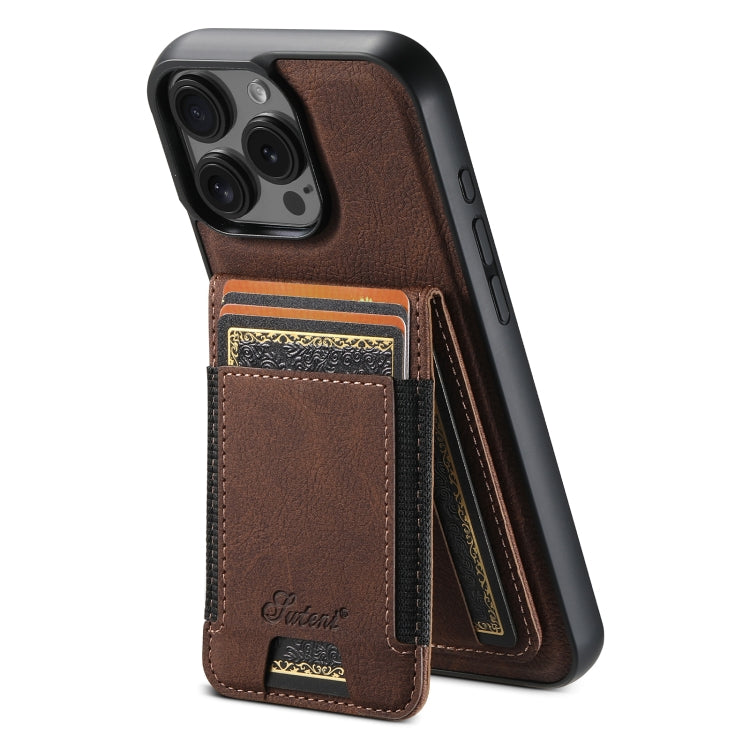 For iPhone 16 Pro Suteni H17 Litchi Texture Leather MagSafe Detachable Wallet Phone Case(Brown) - iPhone 16 Pro Cases by Suteni | Online Shopping UK | buy2fix