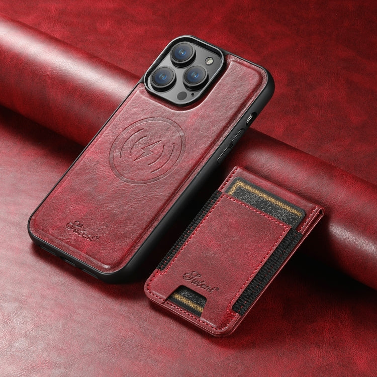 For iPhone 15 Pro Max Suteni H17 Oil Eax Leather MagSafe Detachable Wallet Phone Case(Red) - iPhone 15 Pro Max Cases by Suteni | Online Shopping UK | buy2fix
