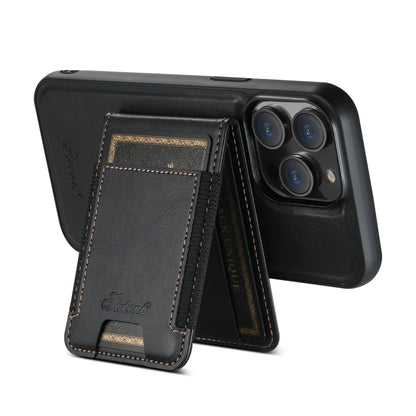For iPhone 15 Pro Suteni H17 Oil Eax Leather MagSafe Detachable Wallet Phone Case(Black) - iPhone 15 Pro Cases by Suteni | Online Shopping UK | buy2fix