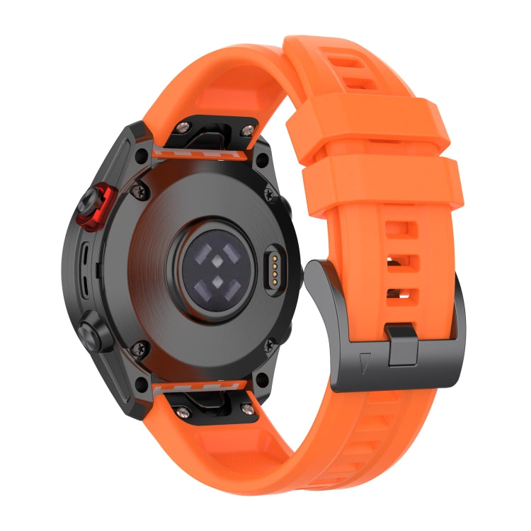 For Garmin Quatix 7 Pro Solid Color Black Buckle Silicone Quick Release Watch Band(Orange) - Watch Bands by buy2fix | Online Shopping UK | buy2fix