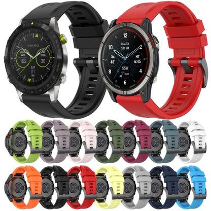 For Garmin Fenix 7 Solar / Sapphire Solar Solid Color Black Buckle Silicone Quick Release Watch Band(Red) - Watch Bands by buy2fix | Online Shopping UK | buy2fix