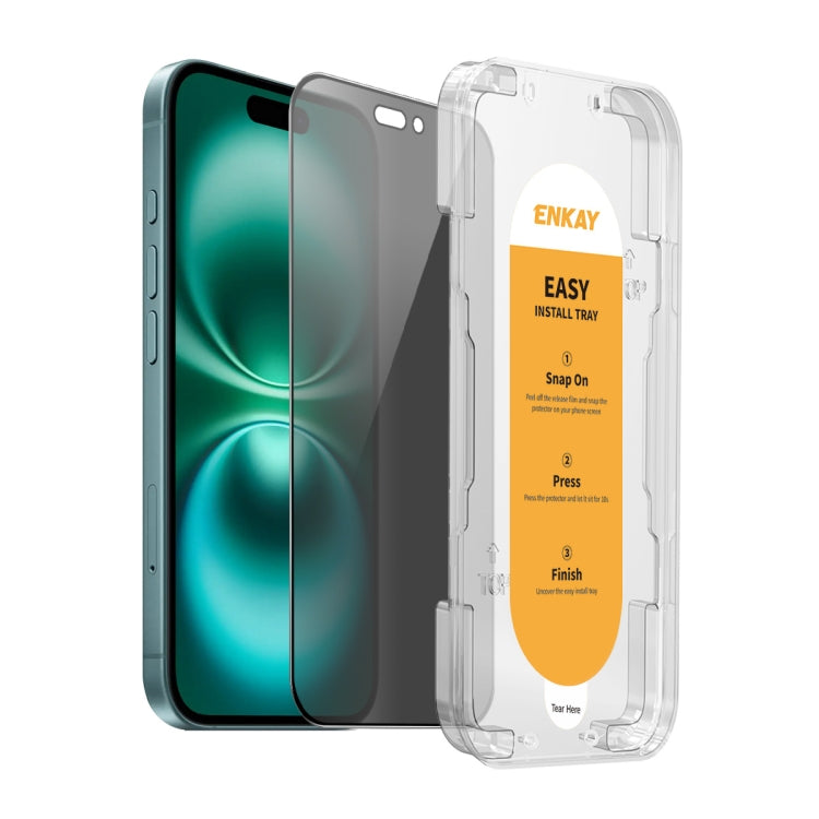 For iPhone 16 ENKAY Easy Install Anti-peeping Privacy Full Screen Tempered Glass Film - iPhone 16 Tempered Glass by ENKAY | Online Shopping UK | buy2fix