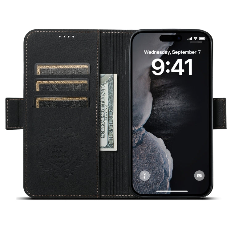 For iPhone 13 SUTENI J07 Multifunctional Horizontal Flip Magsafe Leather Phone Case(Black) - iPhone 13 Cases by Suteni | Online Shopping UK | buy2fix