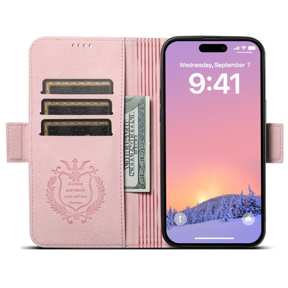 For iPhone 13 Pro SUTENI J07 Multifunctional Horizontal Flip Magsafe Leather Phone Case(Pink) - iPhone 13 Pro Cases by Suteni | Online Shopping UK | buy2fix