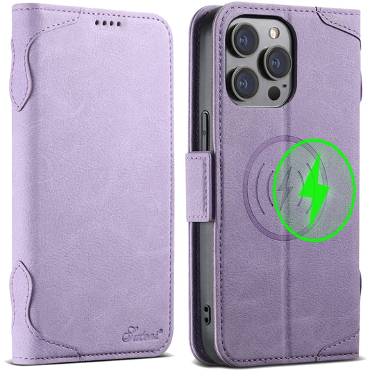 For iPhone 14 Pro SUTENI J07 Multifunctional Horizontal Flip Magsafe Leather Phone Case(Purple) - iPhone 14 Pro Cases by Suteni | Online Shopping UK | buy2fix