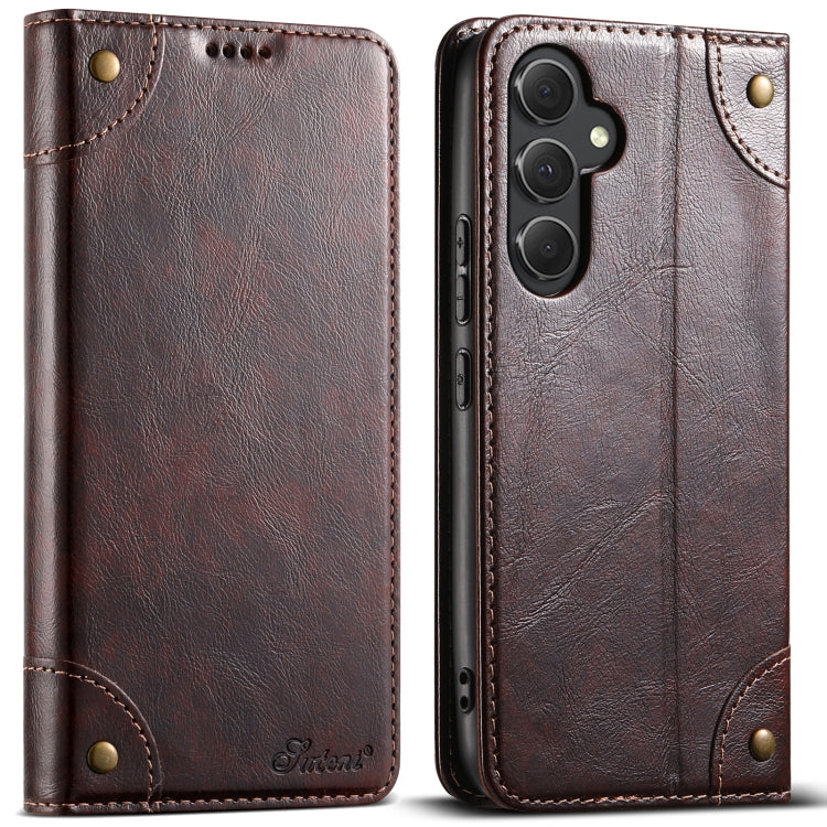 For Samsug Galaxy S24 Ultra 5G Suteni Baroque Calf Texture Buckle Wallet Leather Phone Case(Brown) - Galaxy S24 Ultra 5G Cases by Suteni | Online Shopping UK | buy2fix