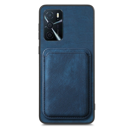 For OPPO A78 4G Retro Leather Card Bag Magnetic Phone Case(Blue) - OPPO Cases by buy2fix | Online Shopping UK | buy2fix
