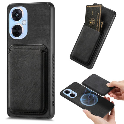 For OPPO K11X 5G Retro Leather Card Bag Magnetic Phone Case(Black) - OPPO Cases by buy2fix | Online Shopping UK | buy2fix