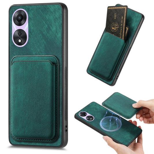 For OPPO A78 5G / A58 5G Retro Leather Card Bag Magnetic Phone Case(Green) - OPPO Cases by buy2fix | Online Shopping UK | buy2fix