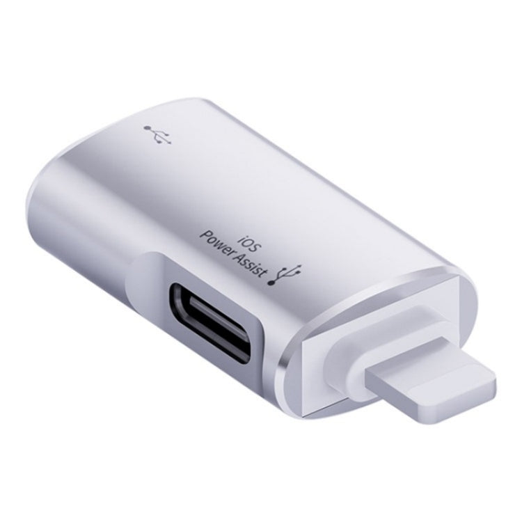 JS-103 8 Pin Male to USB+Type-C Female OTG Adapter(Silver) - Converter & Adapter by buy2fix | Online Shopping UK | buy2fix