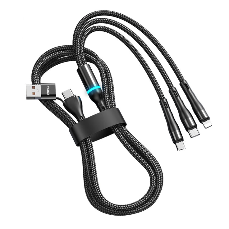 ENKAY 6-in-1 5A USB + Type-C to Type-C / 8 Pin / Micro USB Multifunction Fast Charging Cable, Cable Length:1.3m(Black) - Multifunction Cable by ENKAY | Online Shopping UK | buy2fix