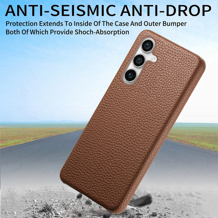 For Samsung Galaxy S23 FE 5G Litchi Oil Edge Leather Back Phone Case(Brown) - Galaxy S23 FE 5G Cases by buy2fix | Online Shopping UK | buy2fix