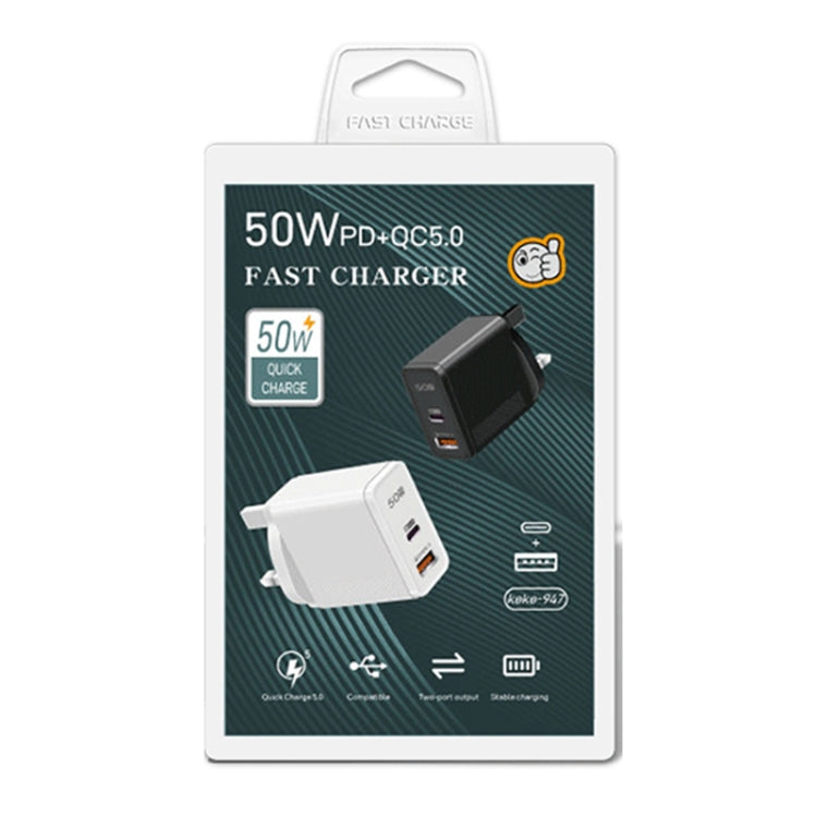 QC5.0 USB / PD25W Type-C Super Fast Charging Full Protocol Phone Charger, UK Plug(Black) - USB Charger by buy2fix | Online Shopping UK | buy2fix