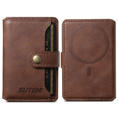 Suteni S2 Phone Magnetic Card Case Card Sleeve MagSafe Magnetic Coil PU Leather(Brown) - Others Accessories by Suteni | Online Shopping UK | buy2fix