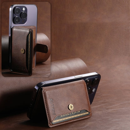 Suteni S2 Phone Magnetic Card Case Card Sleeve MagSafe Magnetic Coil PU Leather(Brown) - Others Accessories by Suteni | Online Shopping UK | buy2fix