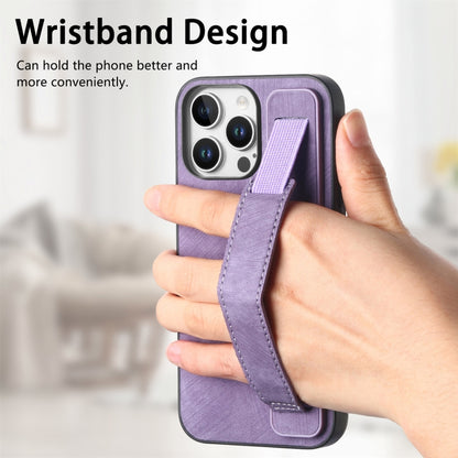 For iPhone 16 Pro Max Retro Wristband Holder Leather Back Phone Case(Purple) - iPhone 16 Pro Max Cases by buy2fix | Online Shopping UK | buy2fix