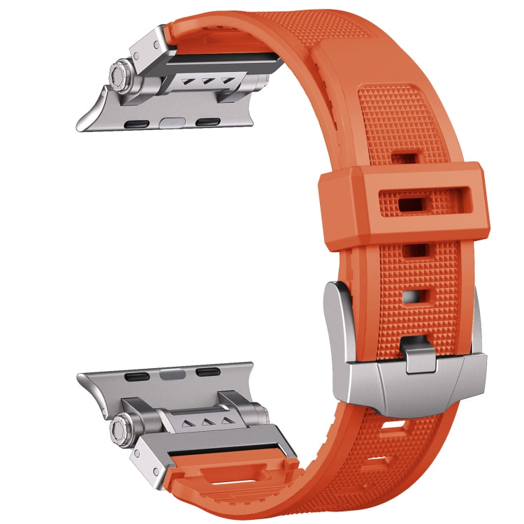 For Apple Watch Ultra 49mm Silicone Armor Mecha Head Watch Band(Orange) - Watch Bands by buy2fix | Online Shopping UK | buy2fix