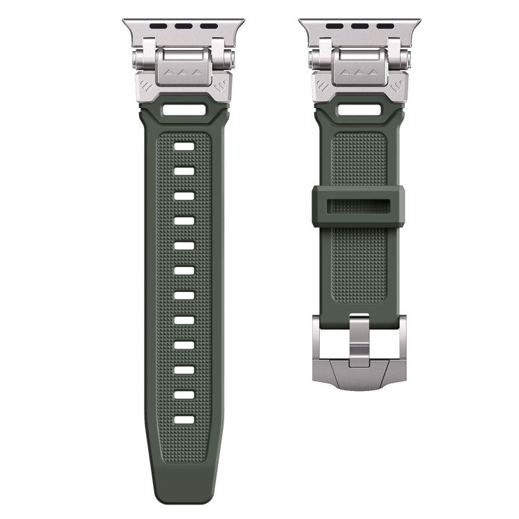 For  Apple Watch Series 9 45mm Silicone Armor Mecha Head Watch Band(Green) - Watch Bands by buy2fix | Online Shopping UK | buy2fix