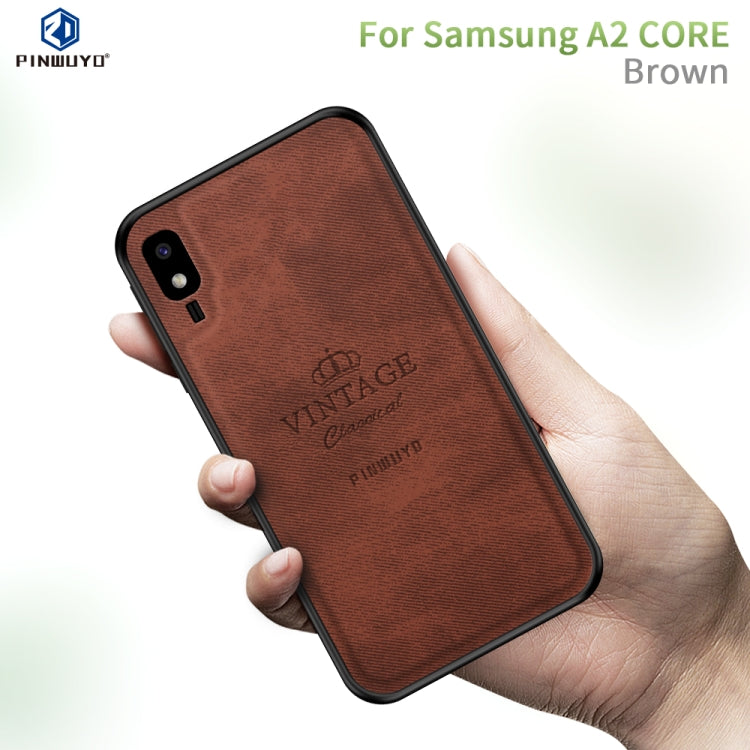 PINWUYO Shockproof Waterproof Full Coverage PC + TPU + Skin Protective Case for Galaxy A2 Core(Brown) - Galaxy Phone Cases by PINWUYO | Online Shopping UK | buy2fix