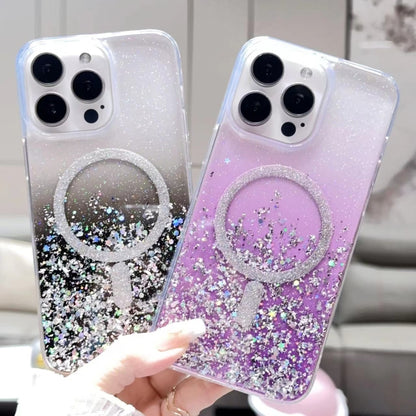 For iPhone 12 Gradient Glitter MagSafe PC Hybrid TPU Phone Case(Gradient Purple) - iPhone 12 / 12 Pro Cases by buy2fix | Online Shopping UK | buy2fix