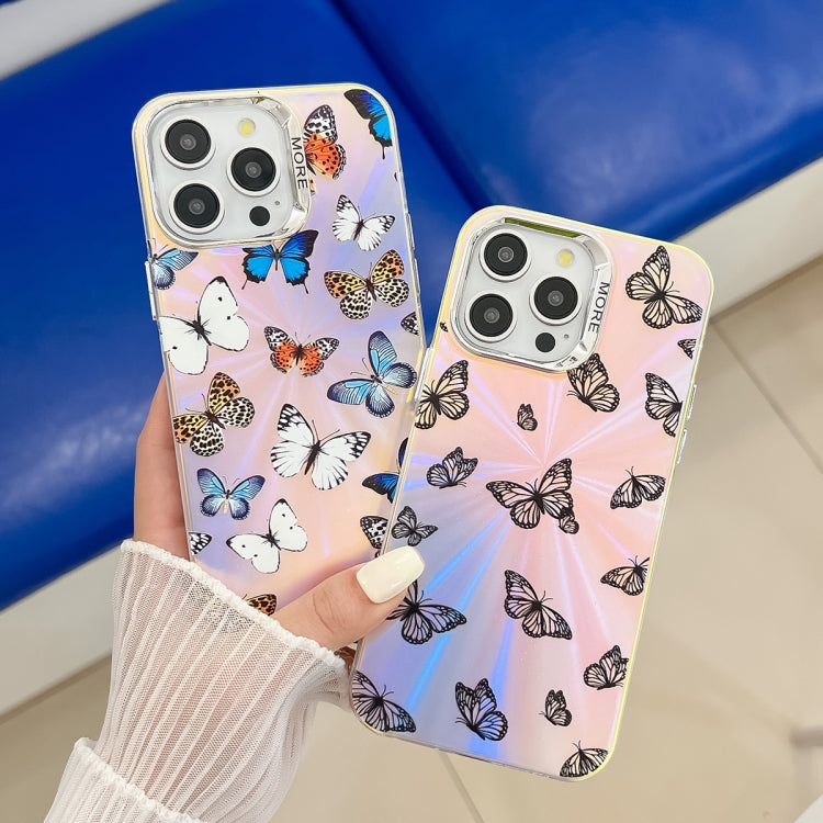 For iPhone 16 Plus Electroplating Laser Butterfly Phone Case(Color Butterflies AB1) - iPhone 16 Plus Cases by buy2fix | Online Shopping UK | buy2fix