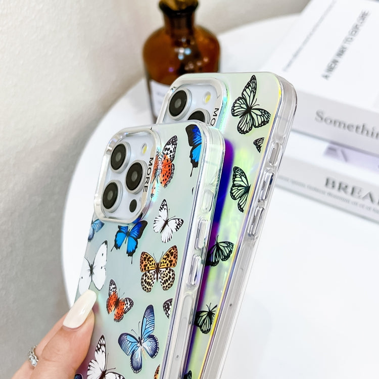 For iPhone 16 Pro Max Electroplating Laser Butterfly Phone Case with Wrist Strap(Color Butterflies AB1) - iPhone 16 Pro Max Cases by buy2fix | Online Shopping UK | buy2fix