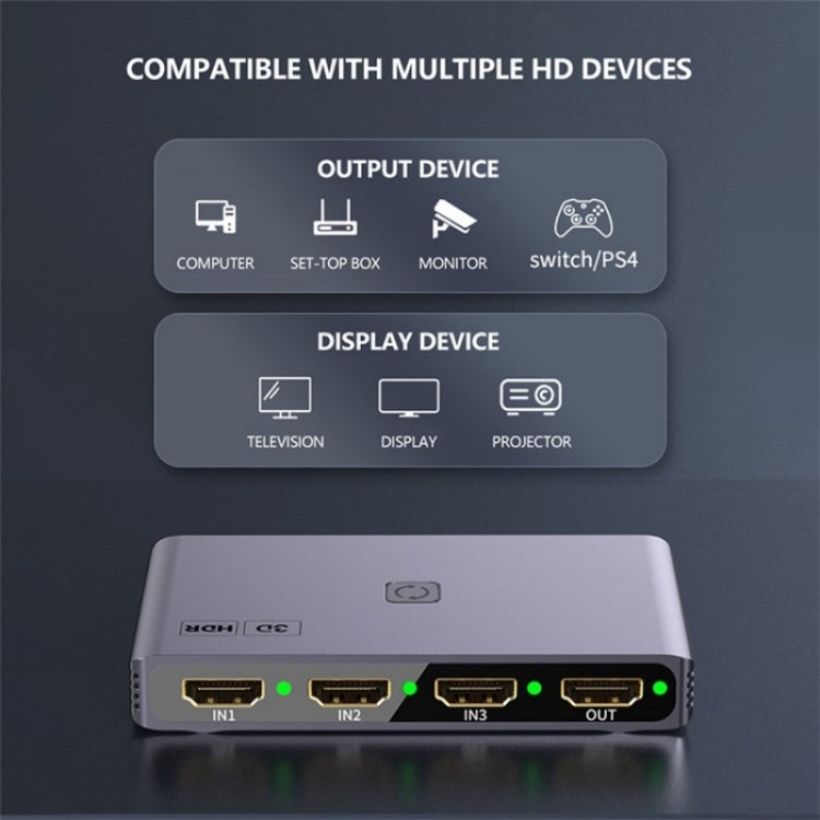 Q301 4K / 60hz HD Video Aluminum Alloy Adapter 3 Input 1 Output HDMI Switcher - Switch by buy2fix | Online Shopping UK | buy2fix