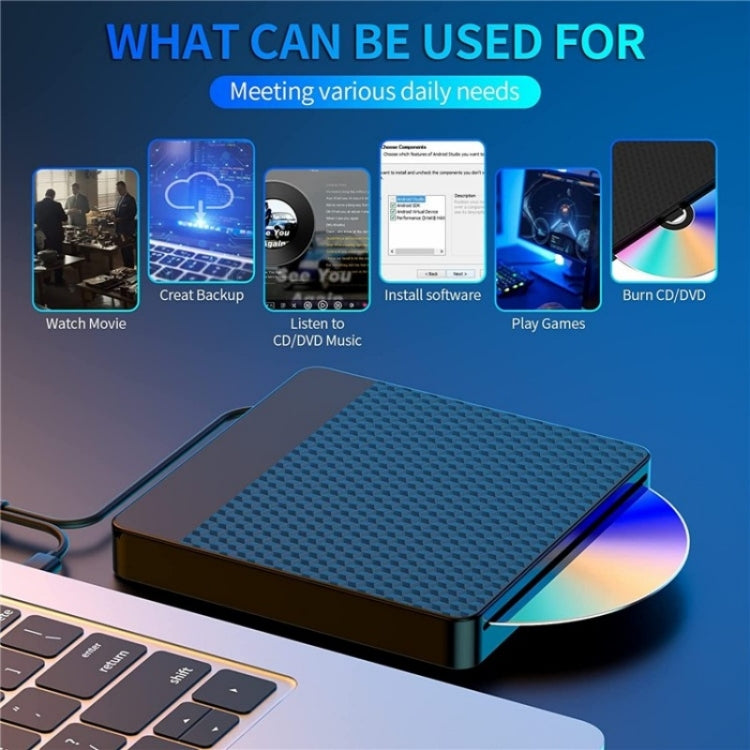 X001 USB 3.0+Type-C Disc Player External Optical Drive CD / DVD Burner Reader - Rewritable Drive by buy2fix | Online Shopping UK | buy2fix