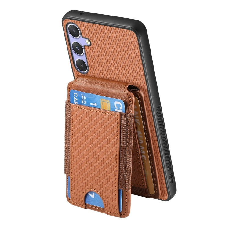 For Samsung Galaxy S25 5G Carbon Fiber Vertical Flip Wallet Stand Phone Case(Brown) - Galaxy S25 5G Cases by buy2fix | Online Shopping UK | buy2fix