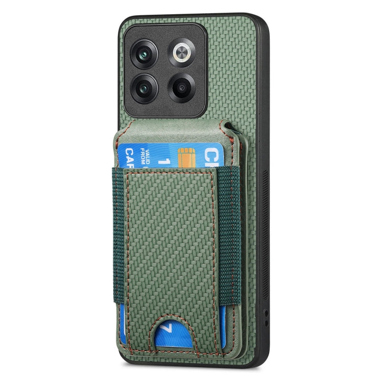 For OnePlus 12 5G Carbon Fiber Vertical Flip Wallet Stand Phone Case(Green) - OnePlus Cases by buy2fix | Online Shopping UK | buy2fix