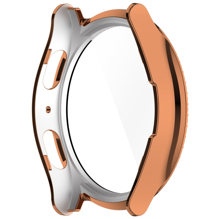 For Samsung Galaxy Watch 7 40mm Single Row Diamond PC + Tempered Film Integrated Watch Protective Case(Rose Gold) - Watch Cases by buy2fix | Online Shopping UK | buy2fix