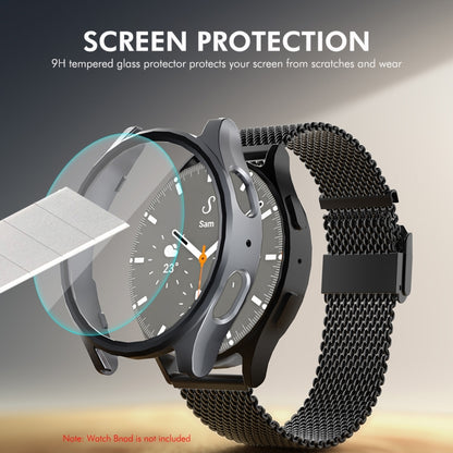 For Samsung Galaxy Watch7 44mm ENKAY Hat-Prince Electroplated Hard PC Case + 0.2mm 9H Glass Screen Protector(Black) - Watch Cases by ENKAY | Online Shopping UK | buy2fix