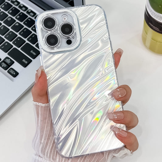 For iPhone 16 Pro Plating Glitter Texture TPU Phone Case with Lens Film(White Water Ripples) - iPhone 16 Pro Cases by buy2fix | Online Shopping UK | buy2fix