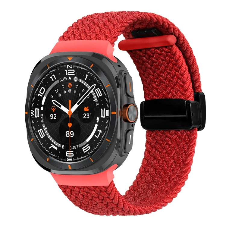 For Samsung Galaxy Watch Ultra 47mm Fold Magnetic Buckle Braided Watch Band(Red) - Watch Bands by buy2fix | Online Shopping UK | buy2fix