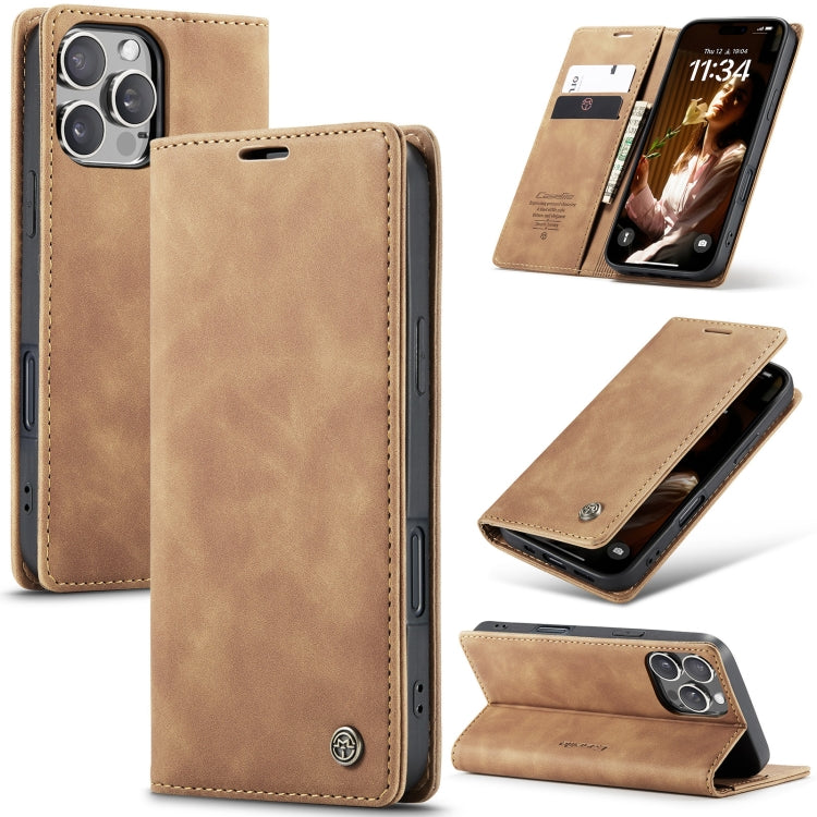 For iPhone 16 Pro Max CaseMe 013 Multifunctional Horizontal Flip Leather Phone Case(Brown) - iPhone 16 Pro Max Cases by CaseMe | Online Shopping UK | buy2fix