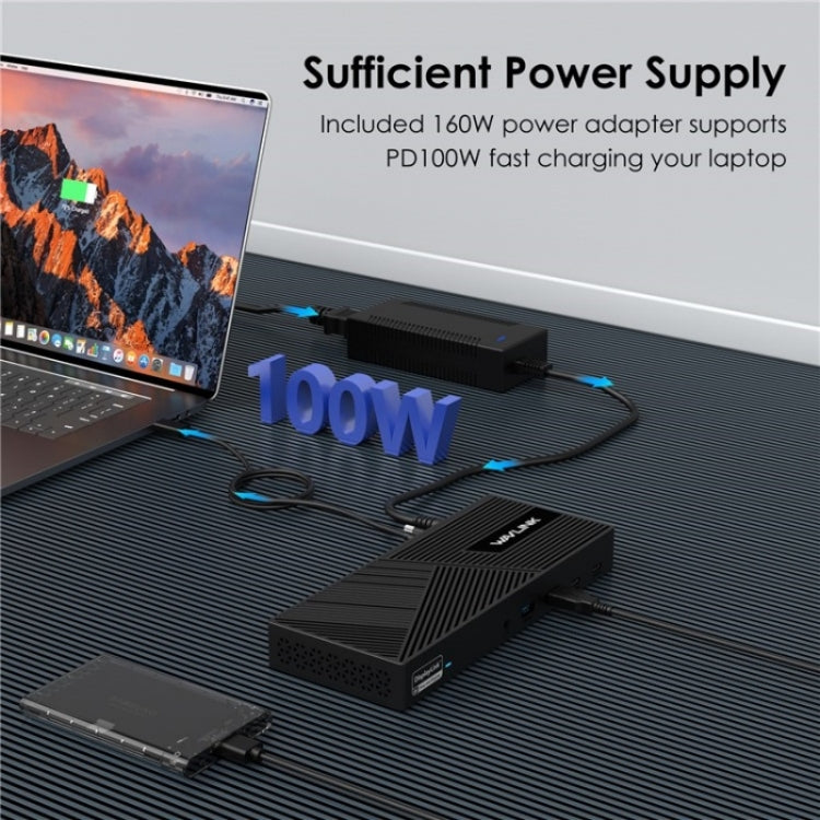 WAVLINK UG69PD25 Pro 100W PD Charging Triple 4K Display Laptop Docking Station, Plug:EU Plug - Adapter by WAVLINK | Online Shopping UK | buy2fix