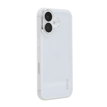 For iPhone 16 ENKAY Hat-Prince Translucent Matte TPU Phone Case with Lens Film(White) - iPhone 16 Cases by ENKAY | Online Shopping UK | buy2fix