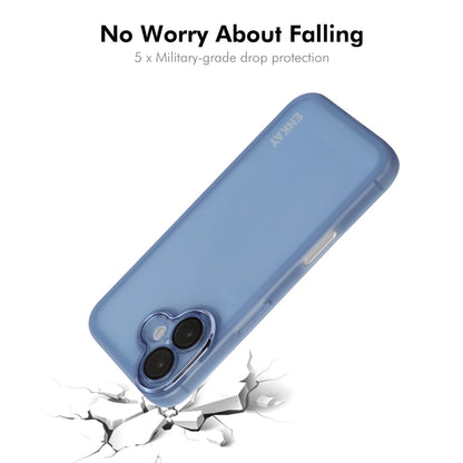 For iPhone 16 ENKAY Hat-Prince Translucent Matte TPU Phone Case with Lens Film(Blue) - iPhone 16 Cases by ENKAY | Online Shopping UK | buy2fix