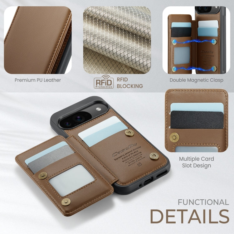 For Google Pixel 9 / 9 Pro CaseMe C22 Card Slots Holder RFID Anti-theft Phone Case(Brown) - Google Cases by CaseMe | Online Shopping UK | buy2fix