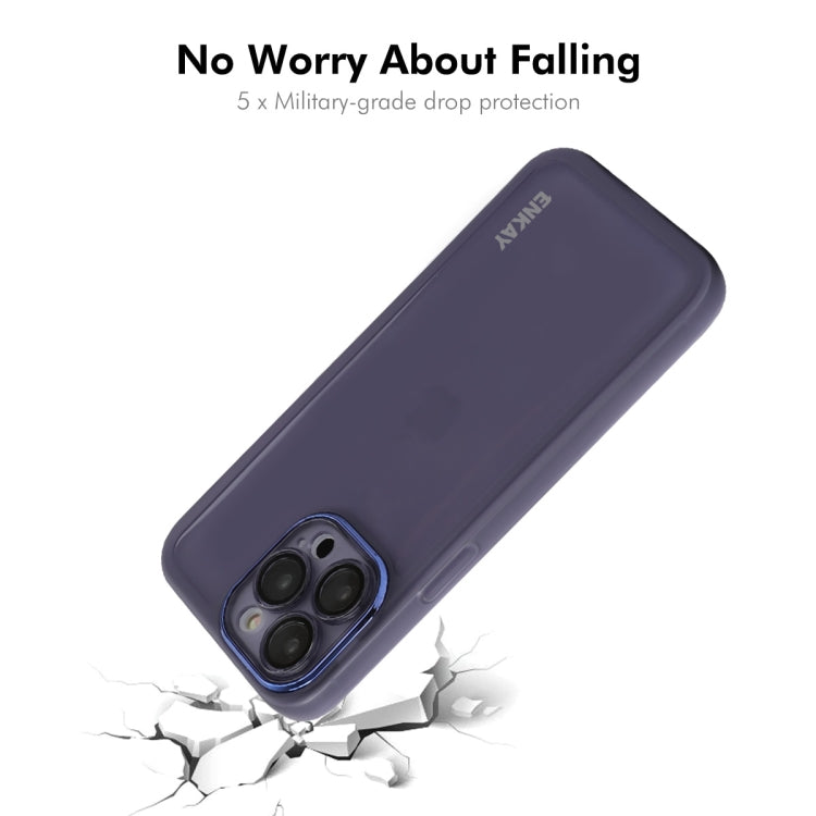 For iPhone 16 Pro Max ENKAY Hat-Prince Translucent Matte TPU Phone Case with Lens Film + 9H Big Arc Edge Film(Blue) - iPhone 16 Pro Max Cases by ENKAY | Online Shopping UK | buy2fix