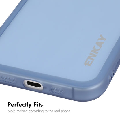 For iPhone 16 Plus ENKAY Hat-Prince Translucent Matte TPU Phone Case with Lens Film + 9H Big Arc Edge Film(Blue) - iPhone 16 Plus Cases by ENKAY | Online Shopping UK | buy2fix