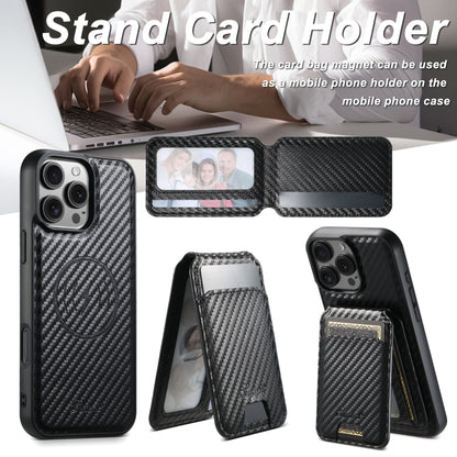 For iPhone 14 Pro Max Suteni TXWH18 Carbon Fiber Texture Detachable Wallet MagSafe Phone Case(Black) - iPhone 14 Pro Max Cases by Suteni | Online Shopping UK | buy2fix