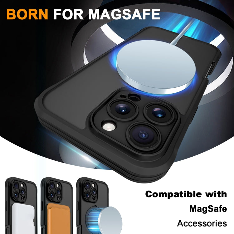 For iPhone 16 Pro Max Skin Feel MagSafe Holder 360 Full Body Phone Case(Black) - iPhone 16 Pro Max Cases by buy2fix | Online Shopping UK | buy2fix