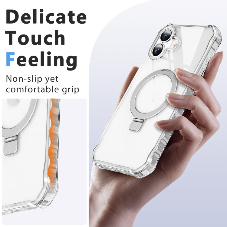 For iPhone 16 Plus Clear Wave MagSafe Holder Phone Case(Transparent) - iPhone 16 Plus Cases by buy2fix | Online Shopping UK | buy2fix